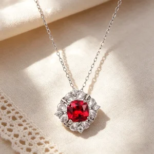 Women’s 925 Sterling Silver Platinum Plated Fashion Necklace Charm Pendant with Zircon Fine Chain for Engagement Wedding & Party