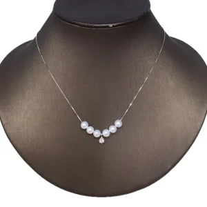 Women’s AAAAA Grade White Freshwater Pearl Smile Necklace S925 Sterling Silver Pearl Pendant Factory