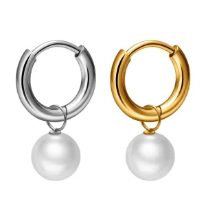 Women’s ASTM F136 Titanium 18G Septum Hoop Pearl Nose Ring Ear Cartilage Tragus Helix Conch Body Piercing Jewelry