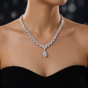 Women’s Accessories Luxury Pear Drop Lab Grown Diamond Fashion Necklace 10K 14K 18K Solid Gold Custom