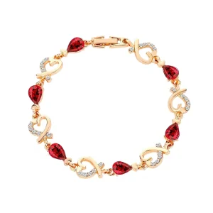 Women’s Alloy Gold Plated Zircon Beaded Heart Shaped Geometric Hollowed Out Trendy Bracelet