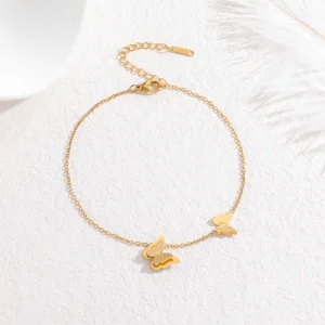 Women’s Anklet Stainless Steel Butterfly Chain Silver Gold Plating Trendy Fashion Style Charm Bracelets Women’s Jewelry