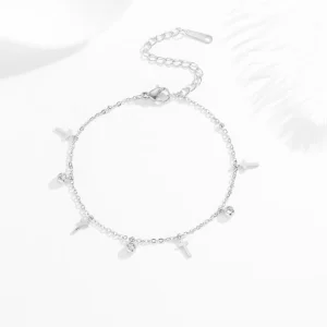 Women’s Anklet Stainless Steel Cross Chain Silver Gold Plating Trendy Fashion Style Charm Bracelets Women’s Jewelry