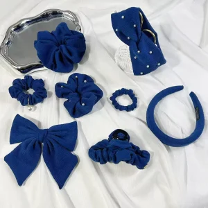 Women’s Autumn Winter New Knitted Large Intestine Hair Ring Bow Hairpin Versatile High Elasticity Ponytail Tie Rope Ball Hair