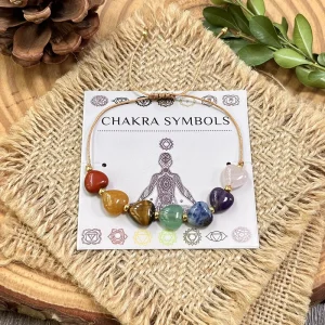 Women’s Bohemian Healing Crystal Colorful Bracelet Natural Crystal 7 Chakra Heart Bead Bracelet for Anniversary Gifts