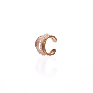 Women’s Brass Fashion Jewelry Pearl Rings Natural Little Rice Pearl Design for Weddings