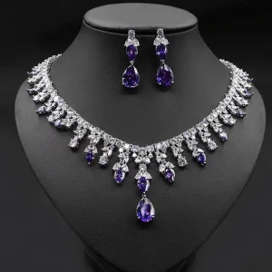 Women’s Bridal Jewelry Set Necklace and Earrings for Wedding Parties Engagements Anniversaries