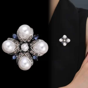 Women’s Brooch Fashionable Women’s Cross Brooch Retro Baroque Chest Flower Alloy Crystal Rhinestone Brooch
