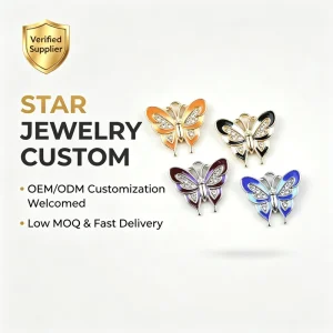 Women’s Butterfly Pendant Zinc Alloy Silver Gold Plated Zircon Inlay Trendy Light Luxury Gift Jewelry DIY Accessories