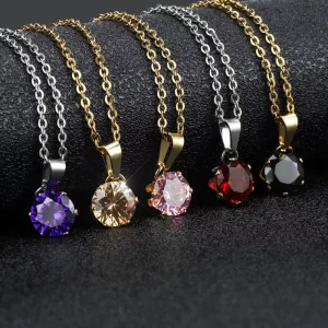Women’s Champagne Crystal Jewelry Set Necklace Earrings Rose Gold Crystal Rhinestone Earrings Jewelry