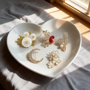 Women’s Chest Flower Elegant Suit Accessories Rhinestone Pearl Brooch Alloy Custom Brooch Shoe Accessories