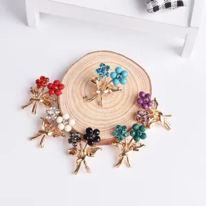 Women’s Children’s Fashion Jewelry Zircon Rhinestones Morning Glory Flower Corsage Pin Small Brooches Clothes Parties Weddings