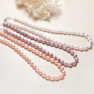 Women’s Classic Simple Natural Freshwater Pearl Necklace Fashion Baroque Pearl Jewelry