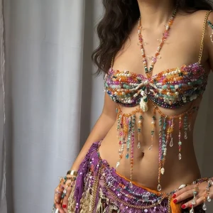 Women’s Colorful Acrylic Bra Chain Body Chain Necklace Luxury Tops Backless Top Body Accessories