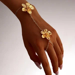 Women’s Cross Border European American Fashion Elegant Simple Integrated Pearl Flower Electroplated Alloy Chain Link Bracelet