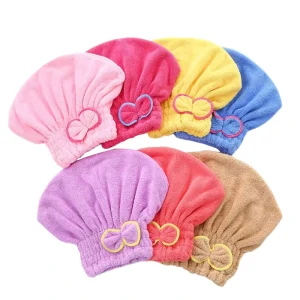 Women’s Cute Korean Dry Hair Towel Wrap Bath Hat Quick Dry Coral Velvet Shower Cap Custom Logo For Home Use