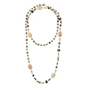 Women’s Dainty Natural Stone Bead Long Necklace Boho Costume Jewelry Layered Necklaces