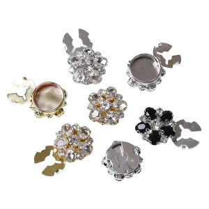 Women’s Detachable Rhinestone Flower Cufflink Covers Snap on Crystal Shirt Button Studs for Blouse Dress Coat