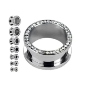 Women’s Diamond Ear Expansion Body Piercing Ornaments Stainless Steel Ear Enlargement Earrings Piercing Jewelry