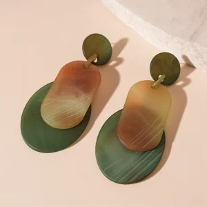 Women’s Earrings Green Geometric Shape Acrylic Material Drop Earrings for Party