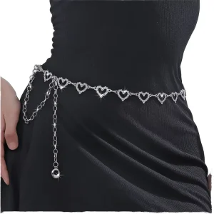 Women’s Elegant Alloy Heart Body Jewelry Waist Chain Adjustable for Dresses Exquisite Fashion Jewelry