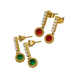 Women’s European American French Fashion Electroplated Stainless Steel Diamond Pearl All-match Earrings