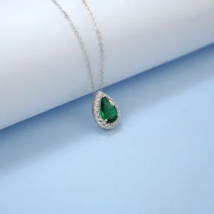 Women’s European American Style Fairy Style Cross Border Necklace 925 Silver Bezel Setting Cultured Gemstones Retro Pendant