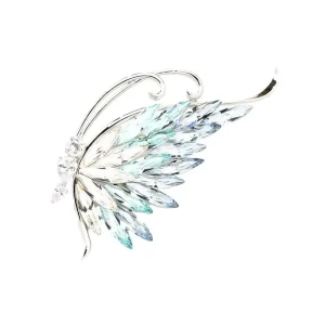 Women’s European American style Chic Faux butterfly Alloy Brooch Three dimensional Diamond inlaid Gradient Hues Fashionable Gift