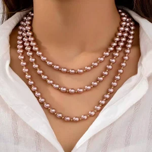 Women’s Fashion Beaded Necklace Pearls Choker Style Fashion Jewelry