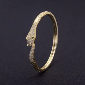 Women’s Fashion Bracelet Copper Zircon Gold Leopard Animal Design Popular Accessory