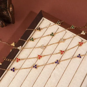 Women’s Fashion Bracelet Newest Light Luxury Simple Handmade Stainless Steel Chain Jewelry Geometric Zircon Flower Bracelets