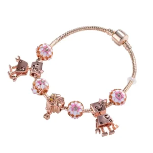 Women’s Fashion Bracelet with Heart Charm Glass Beads Pan Fit Pulseras Bangles Gifts Jewelry Gifts