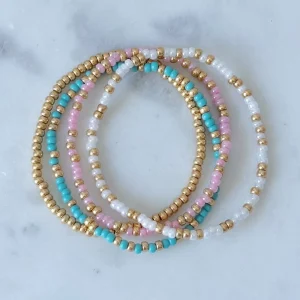 Women’s Fashion Bracelet with Natural Stone Beads Colorful Tiny Seeds Gold Beads Rice Pearls Healing Crystal Cute Style Jewelry