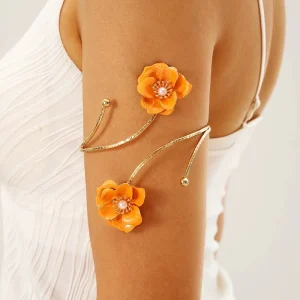 Women’s Fashion Charm Bracelet 6 Styles Flower Arm Bracelet Upper Arm Ring Armband Opening Cuff Bracelet for Girls