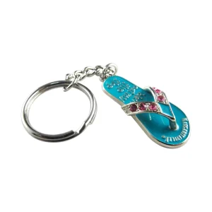 Women’s Fashion Crystal Alloy Light Keychain With Rhinestone Shoe and Metal Key Ring Bag Car Pendant Accessory
