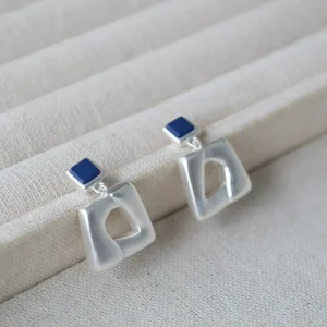Women’s Fashion Design Retro Irregular Geometric Square Copper Earrings Electroplated Matte Studs Factory