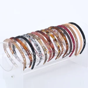 Women’s Fashion European American Style Solid Color Plastic ABS Teeth Comb Hair Hoop Headbands for Short Hair Non slip