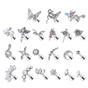 Women’s Fashion G23 Titanium Stud Earrings Copper Encrusted Zircon Nose Ring Personalized Body Piercing Accessories Wedding