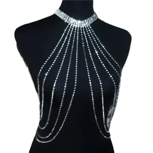 Women’s Fashion Gold Body Chain Sexy Full Body Jewelry with Rhinestone Multi layer Alloy for Parties
