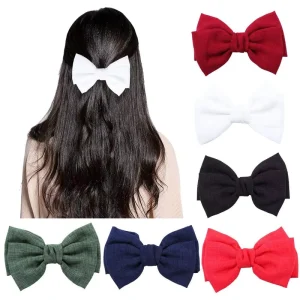 Women’s Fashion Hair Claw Clips Solid Color Linen Bows Floral Butterfly Hair Accessories 12cm Size for Party