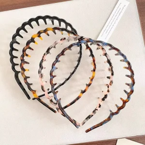 Women’s Fashion Headwear Dual purpose Geometric European American Style Toothed Acetate Headband for Washing Face