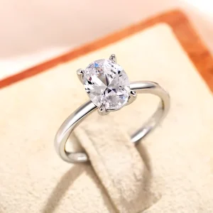 Women’s Fashion Jewelry Rings Simple Oval Shaped Zircon Finger Rings