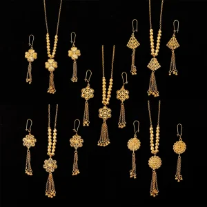 Women’s Fashion Jewelry Set Gold Plated Necklace and Earring for Wedding Party Engagement