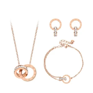 Women’s Fashion Jewelry Set Necklace Bracelet Earrings
