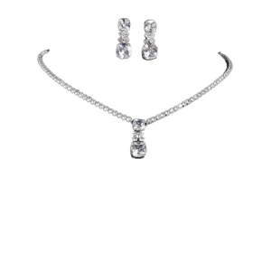 Women’s Fashion Jewelry Set Stylish 4 Piece Multi Color Rhinestone Necklace Earrings Bracelet Pendant