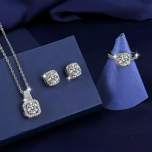 Women’s Fashion Jewelry Sets 5 Piece Geometric Earrings Necklaces Bracelets Ring for Weddings Birthdays Outfits Gifts