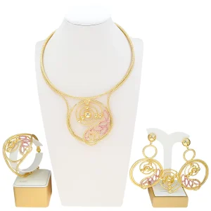 Women’s Fashion Jewelry Sets Copper Alloy Brazilian Jewelry Necklace Se