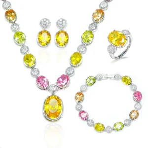 Women’s Fashion Jewelry Sets Rings with Zircon Stones Vintage Dubai Style Wedding Occasion Rhodium Plated Copper