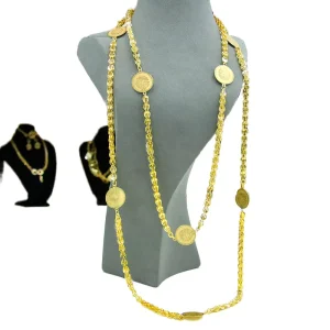 Women’s Fashion Layered Necklace with Non Tarnish Brass Gold Plated Coin Pendant Non Tarnish Jewelry