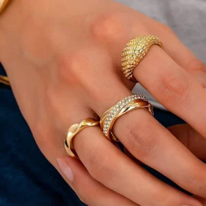 Women’s Fashion Open Ring Set Thick Style Minimalist Rings Set for Women Alloy for Wedding or Engagement Jewelry